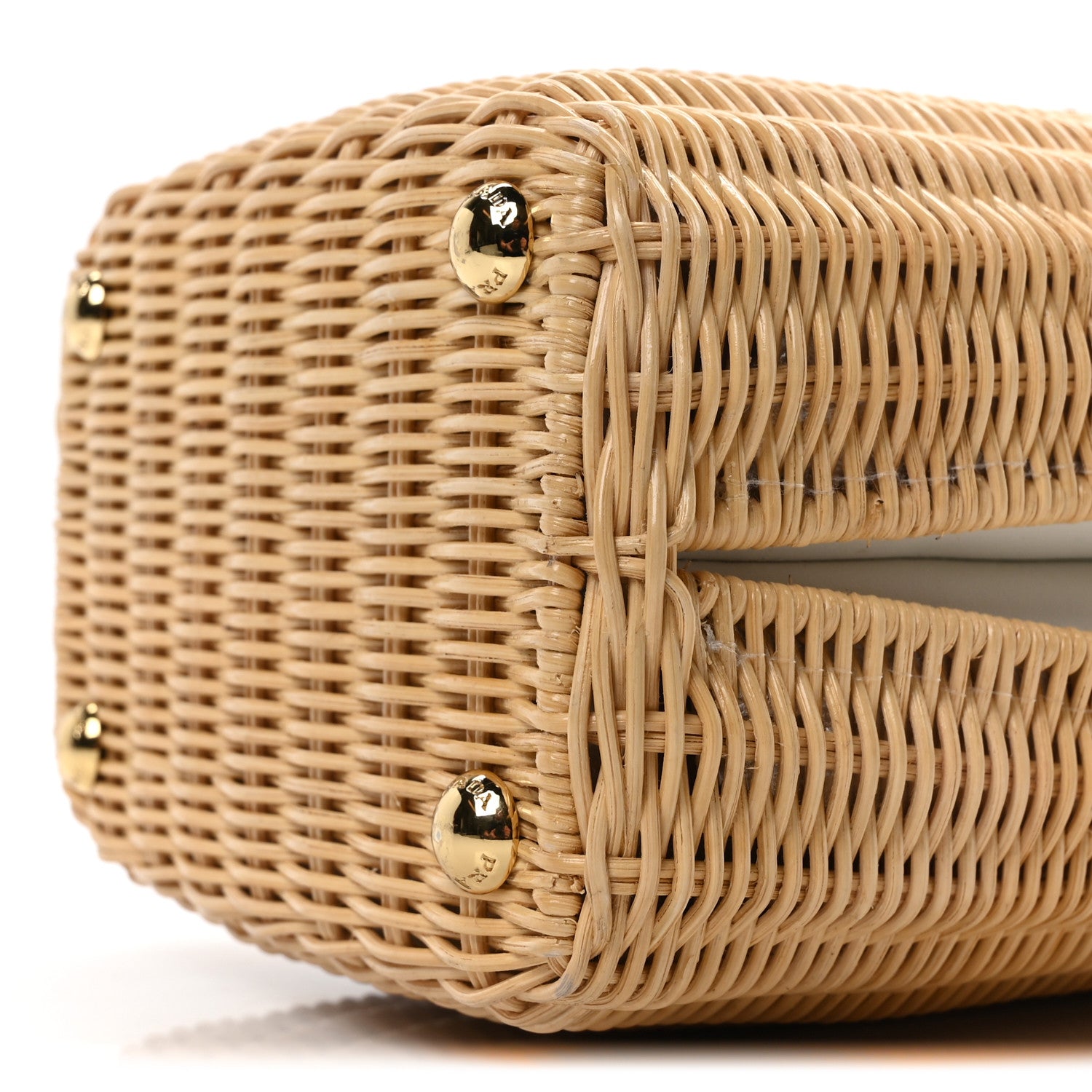 Prada Wicker Canvas Panier Bucket Bag Naturale White 9 of 9