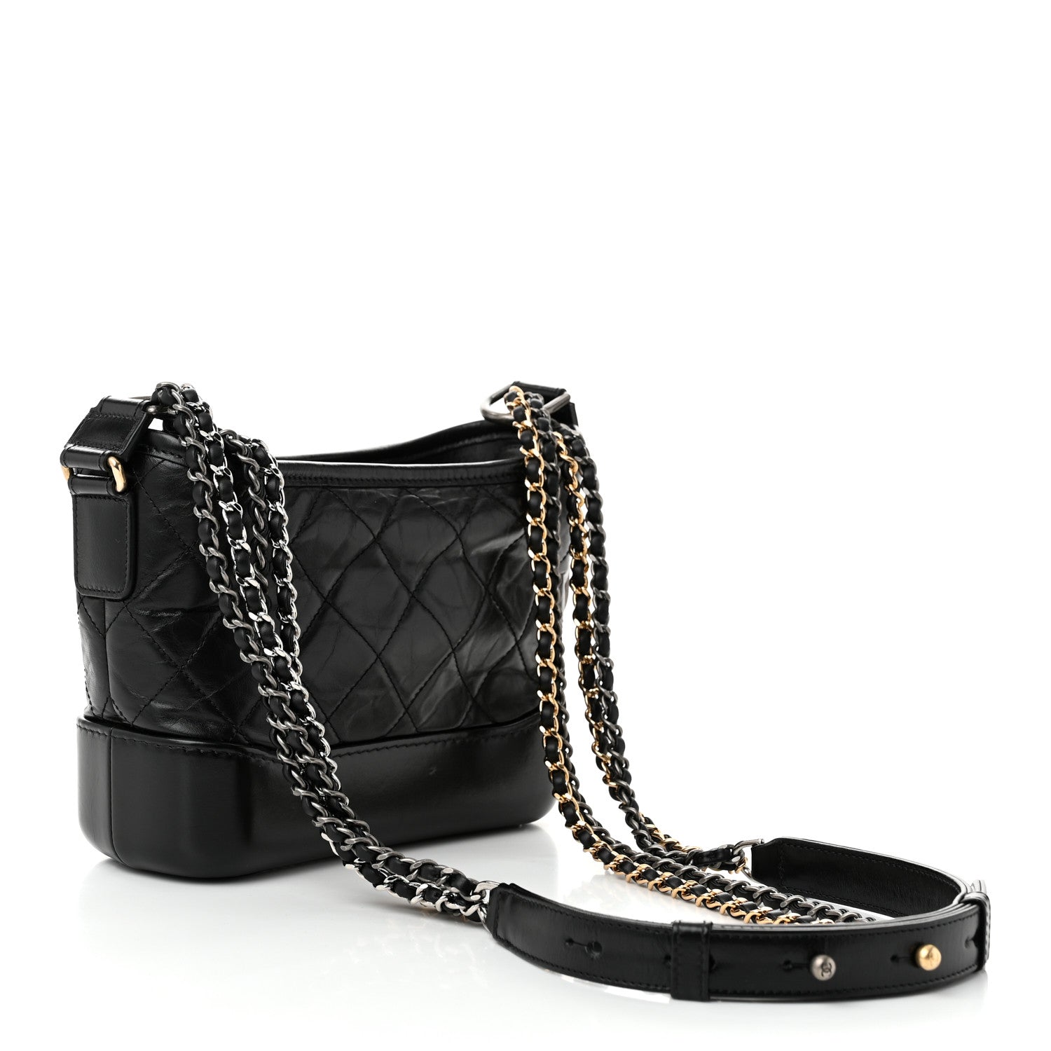 Chanel Aged Calfskin Quilted Small Gabrielle Hobo Black 3 of 14