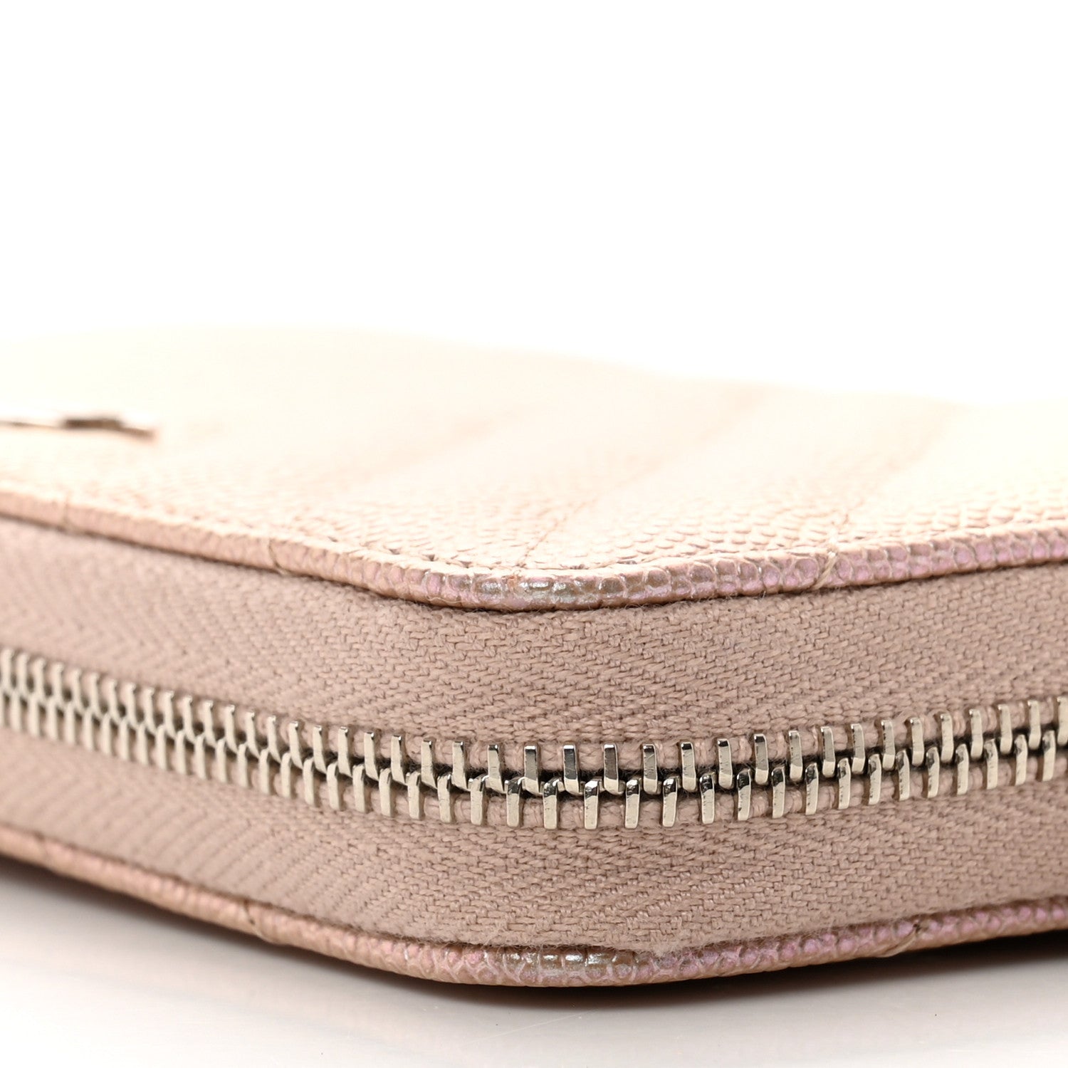 Chanel Iridescent Caviar Chevron Quilted Medium Zip Around Wallet Light Gold 9 of 11