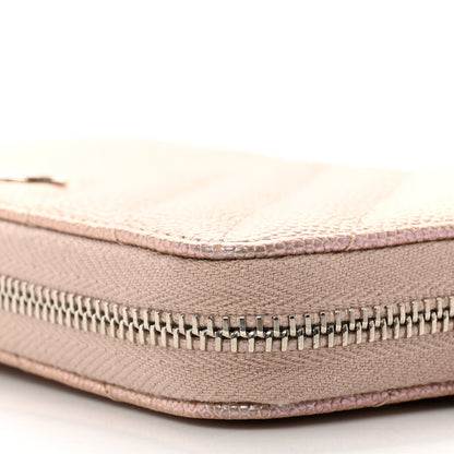 Chanel Iridescent Caviar Chevron Quilted Medium Zip Around Wallet Light Gold 9 of 11