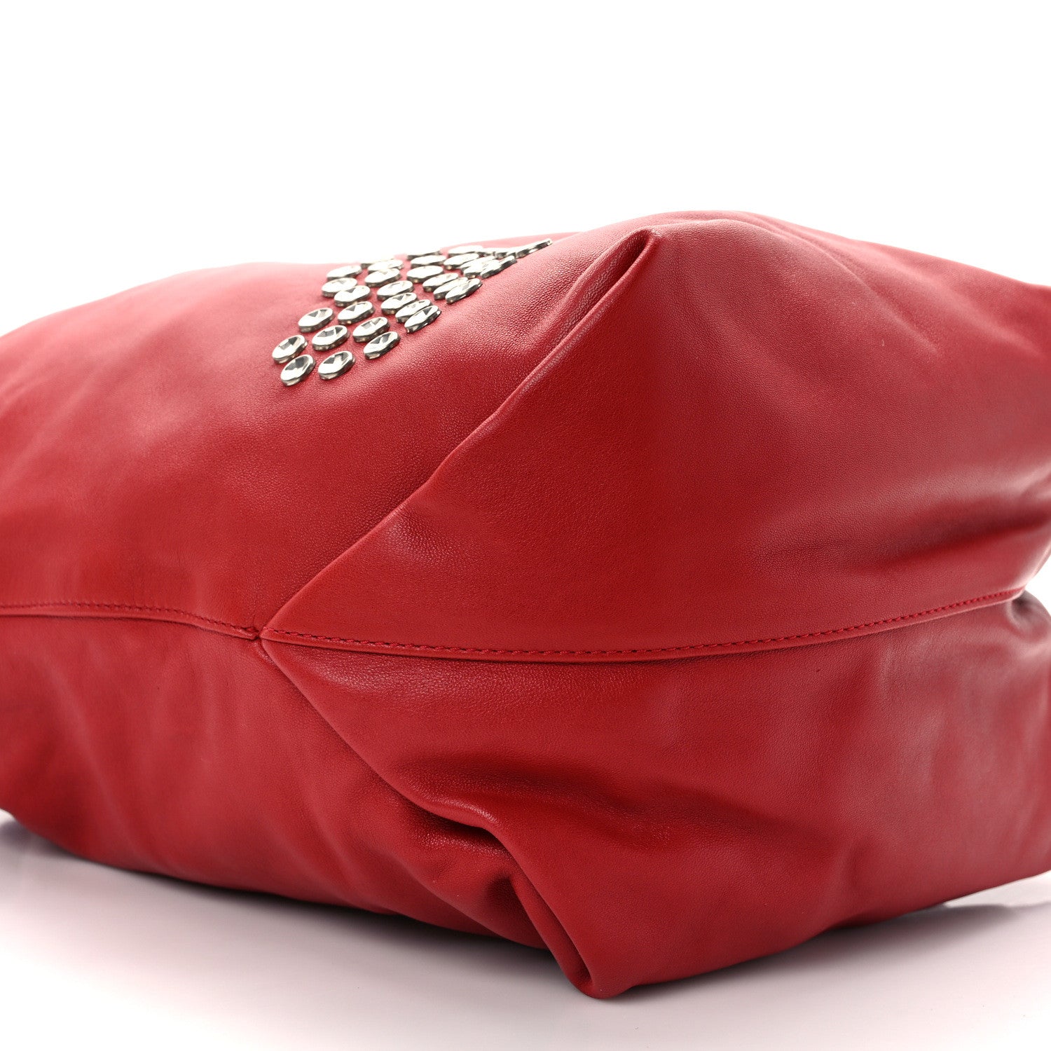 Saint Laurent Lambskin Charm Studded Teddy Drawstring Bag Eros Red 9 of 13
