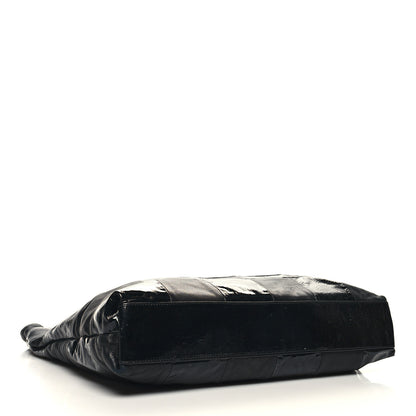 Chanel Lambskin Patent Calfskin Brooklyn Patchwork Extra Large Hobo Black 4 of 10