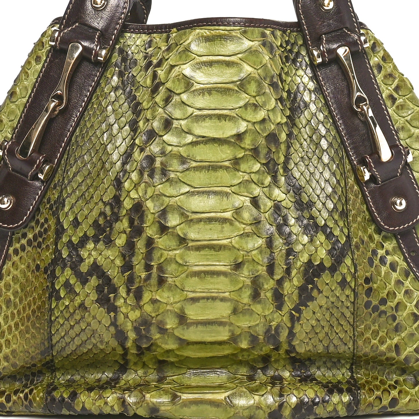 Snakeskin Medium Pelham Tote Green Brown
