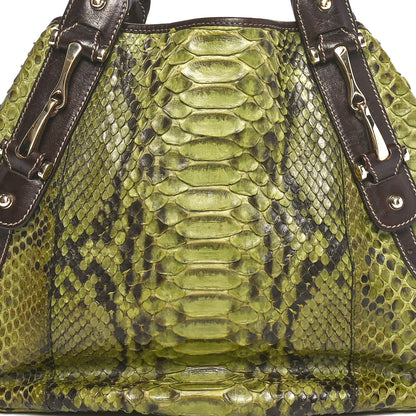 Gucci Snakeskin Medium Pelham Tote Green Brown 8 of 11