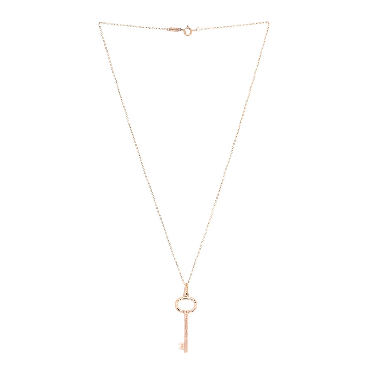 18K Rose Gold Small Oval Key Pendant Necklace