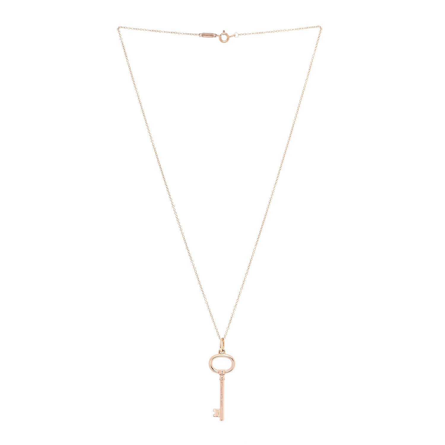 Tiffany 18K Rose Gold Small Oval Key Pendant Necklace 3 of 7