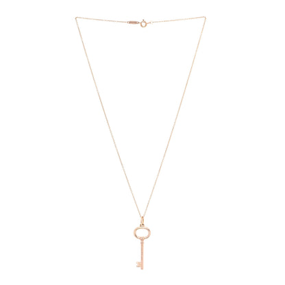 Tiffany 18K Rose Gold Small Oval Key Pendant Necklace 3 of 7
