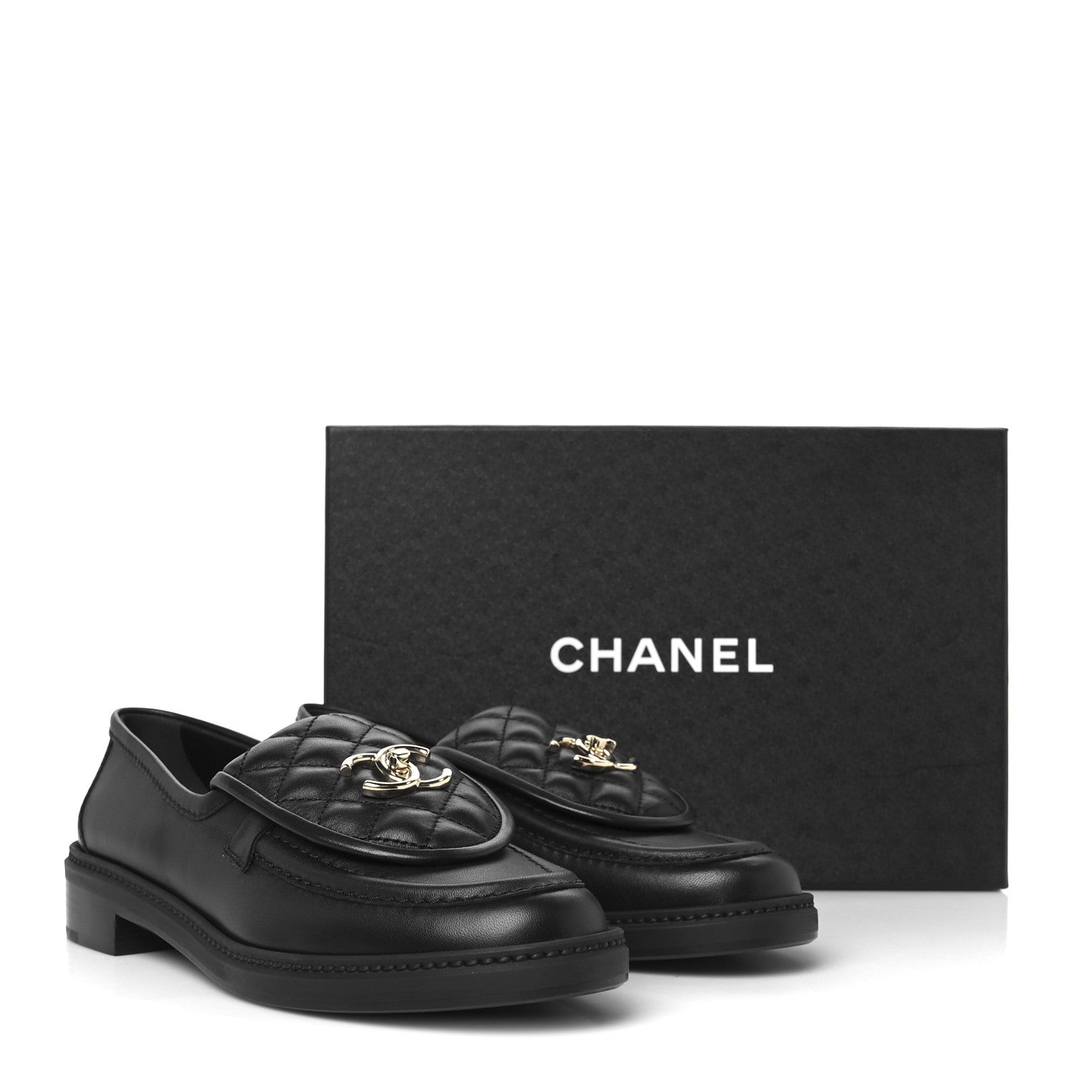 Chanel Lambskin Quilted CC Turnlock Loafers 39.5 Black 10 of 10
