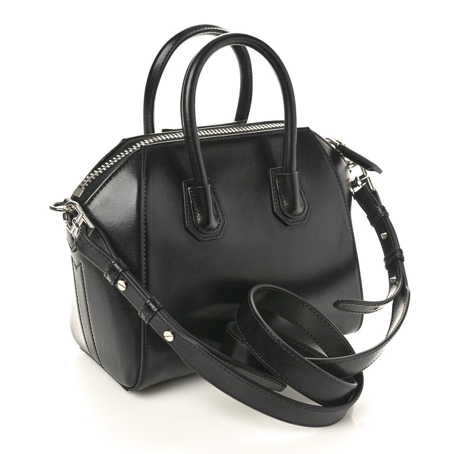 Shiny Lord Calfskin Mini Antigona Black