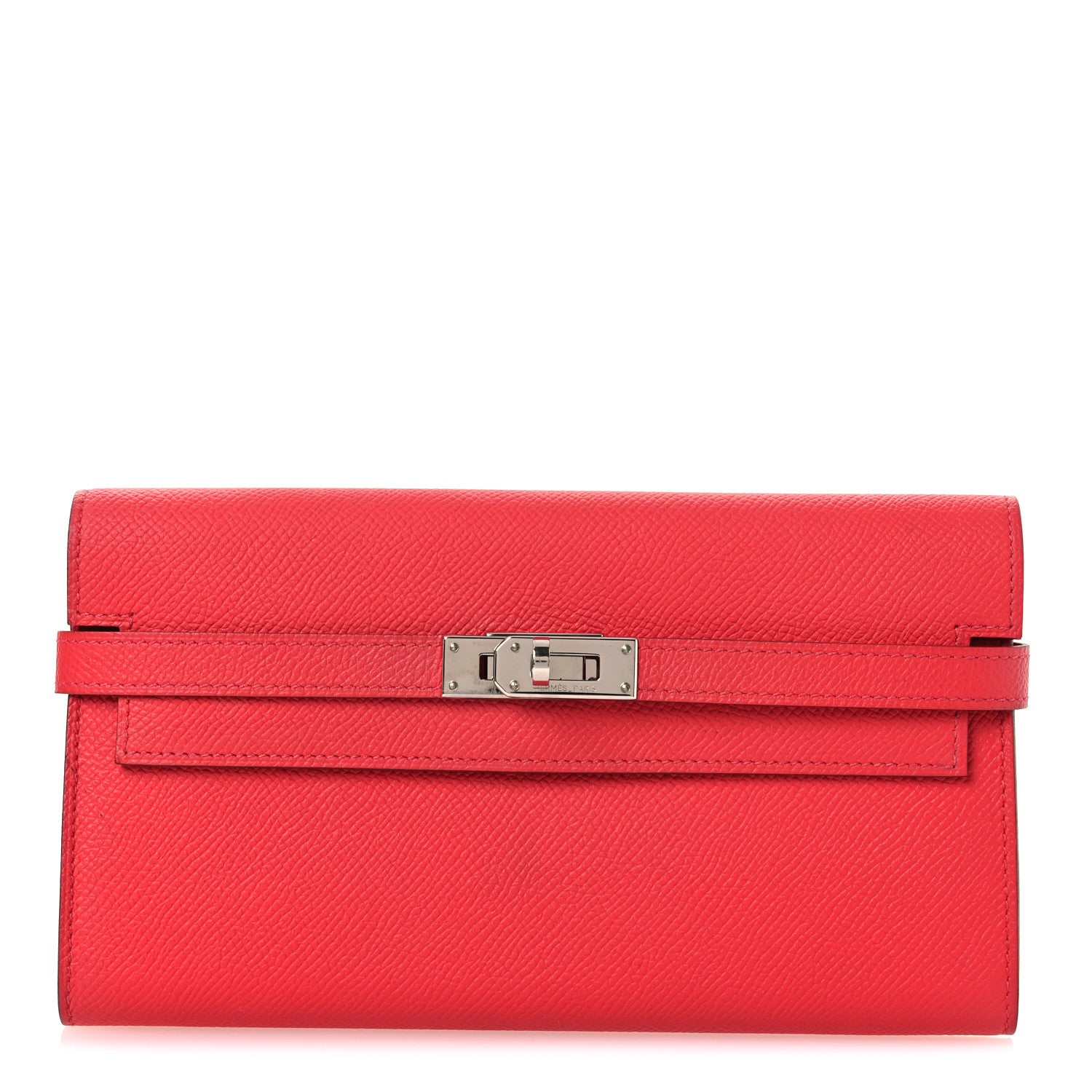 Hermes Epsom Kelly Longue Wallet Rouge Pivoine 2 of 28