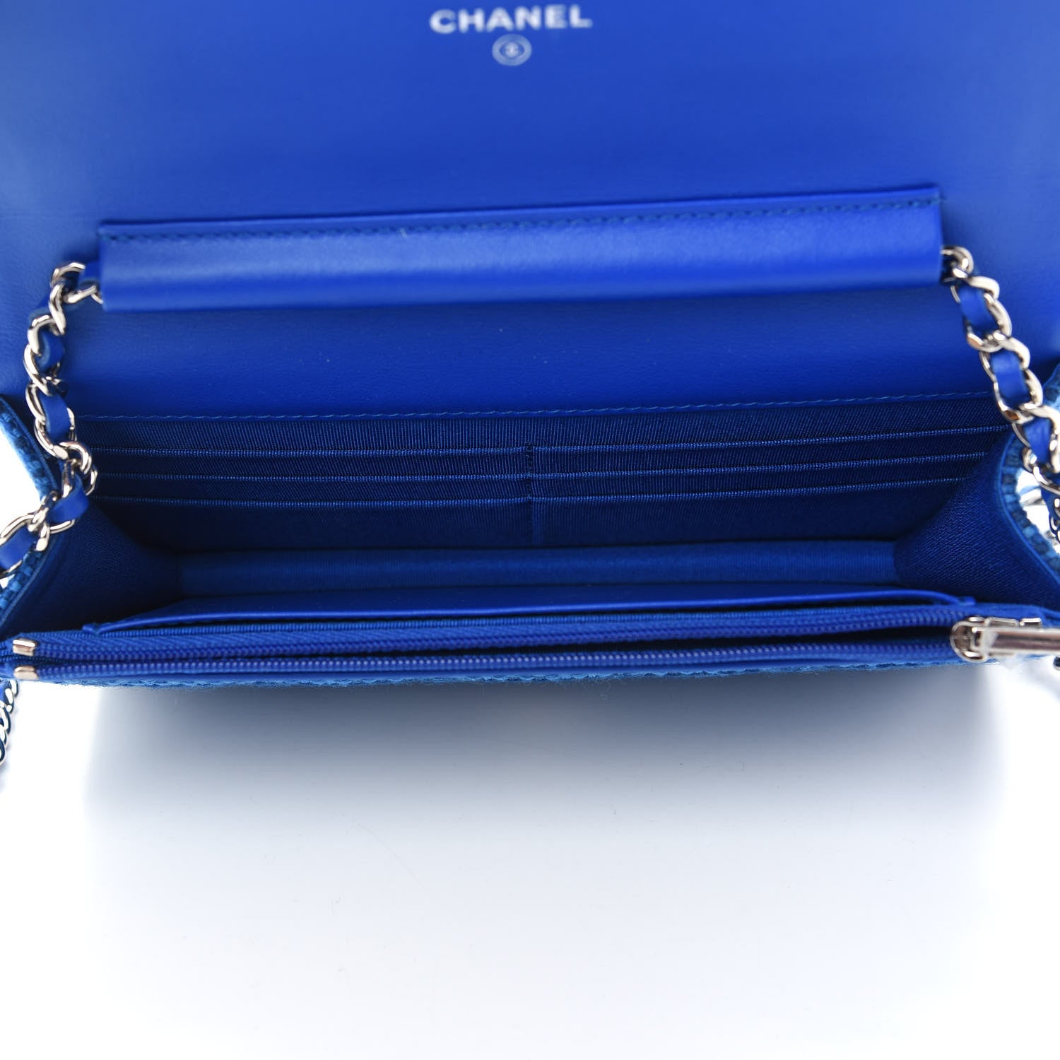 Chanel Tweed Quilted Wallet on Chain WOC Navy Blue 5 of 9