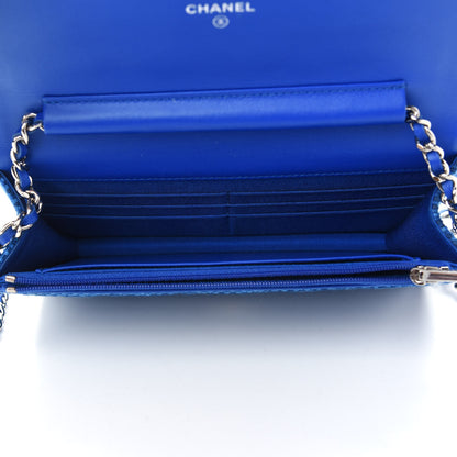 Chanel Tweed Quilted Wallet on Chain WOC Navy Blue 5 of 9