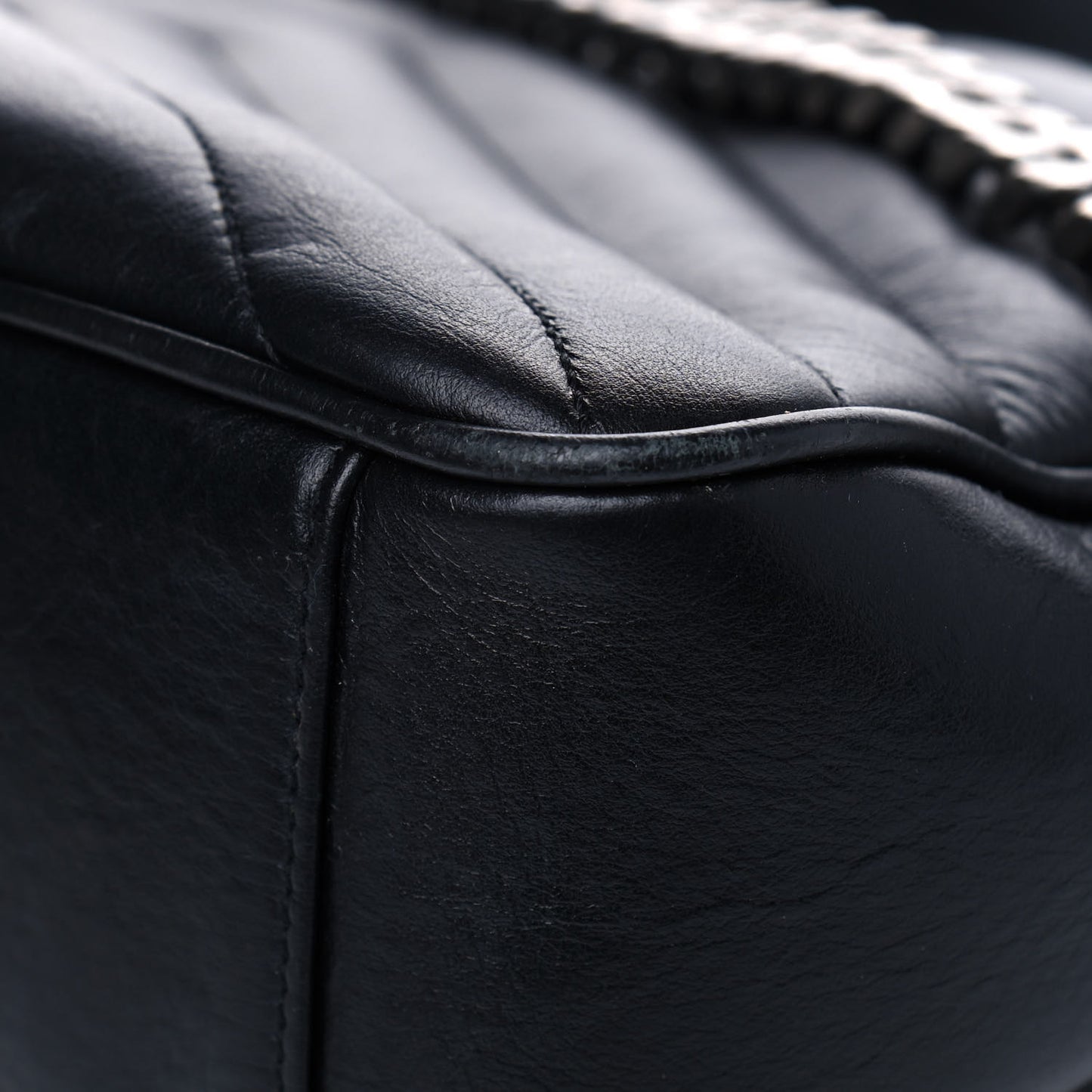 Calfskin Y Quilted Monogram Loulou Shoulder Bag Black