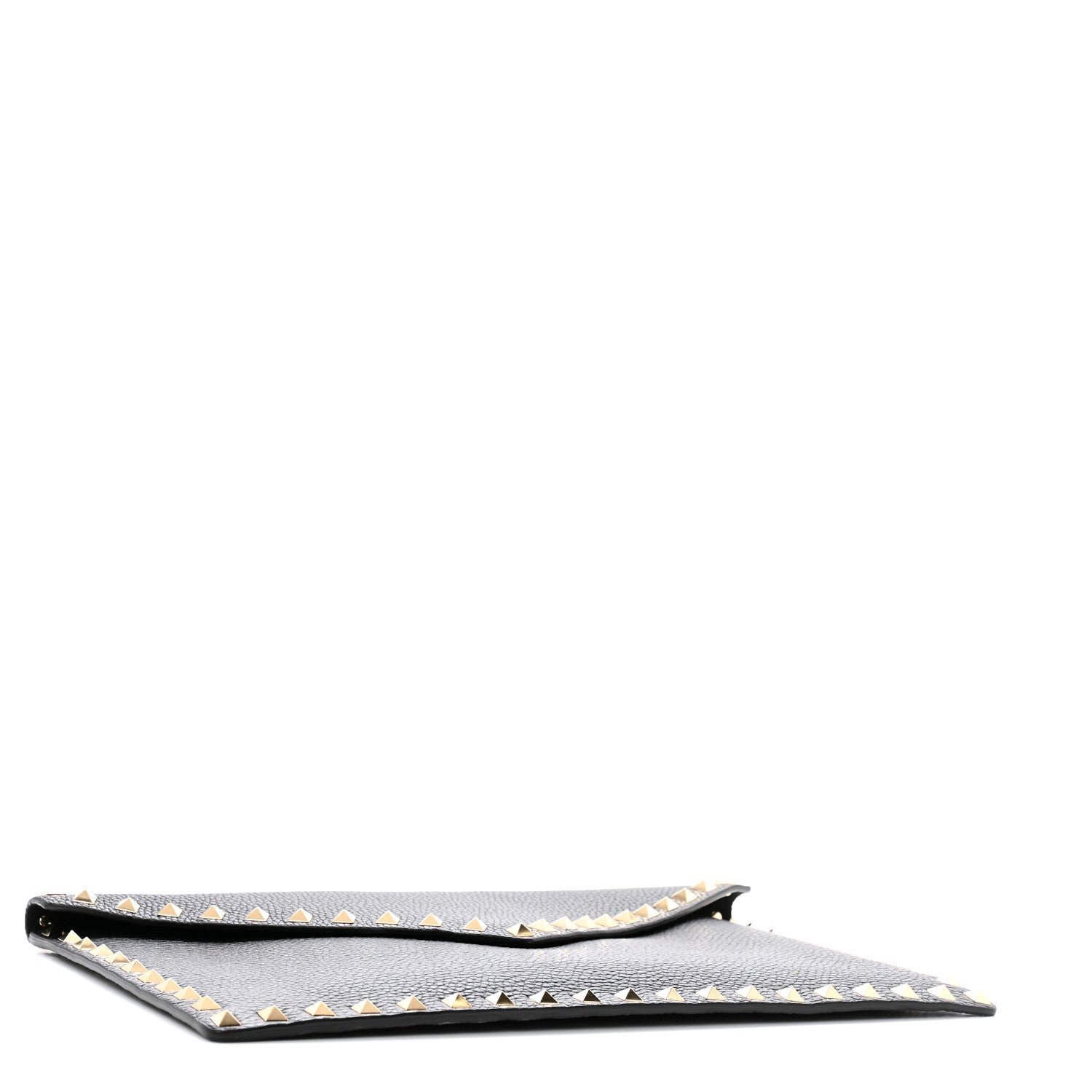 Valentino Garavani Pebbled Calfskin Large Rockstud Envelope Clutch Black 4 of 7