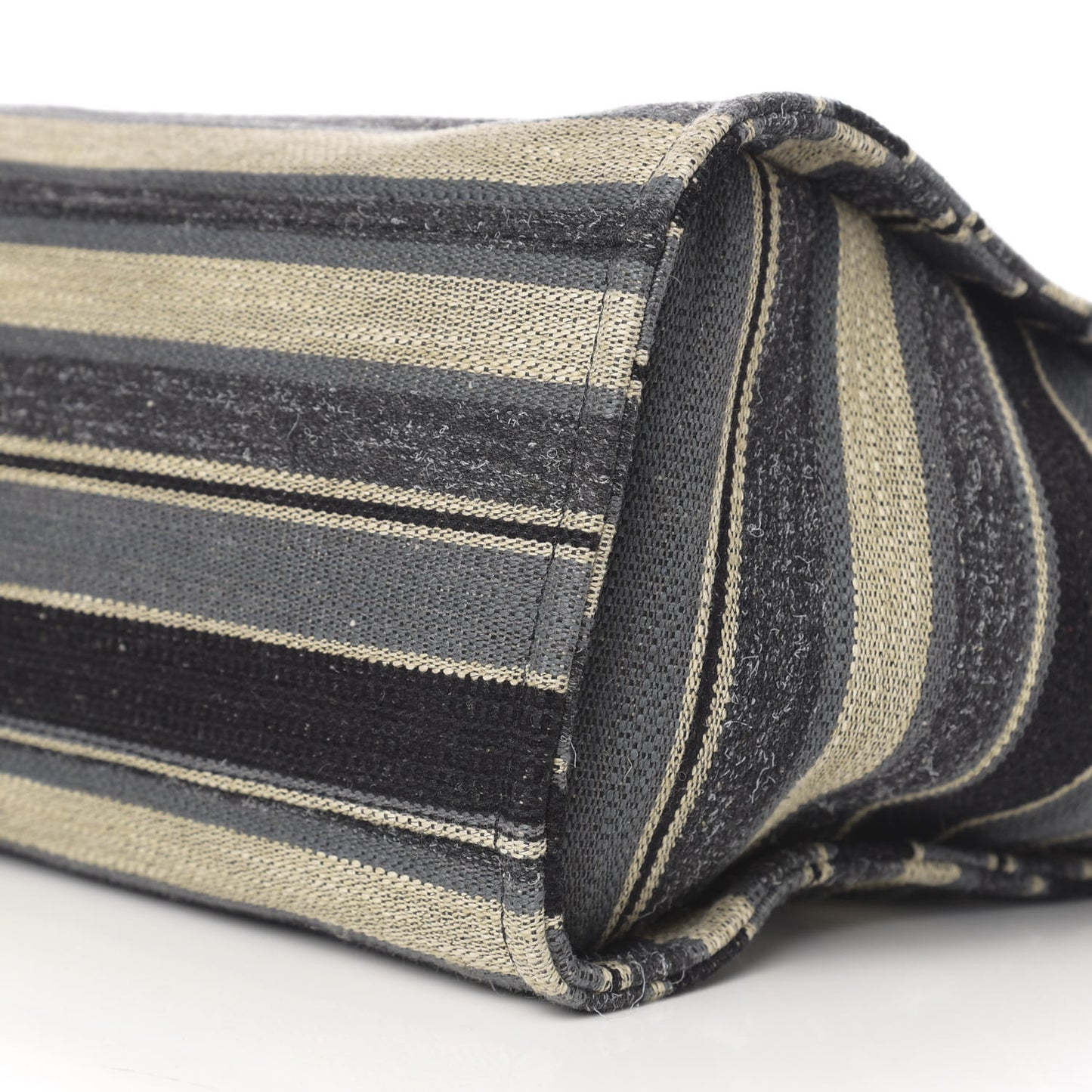 Striped Canvas Medium Deauville Tote Black
