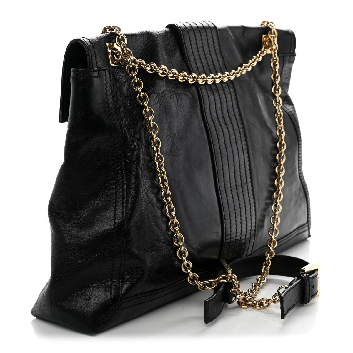 Fendi Vitello Acqua Maxi Baguette Shoulder Bag Black 3 of 10