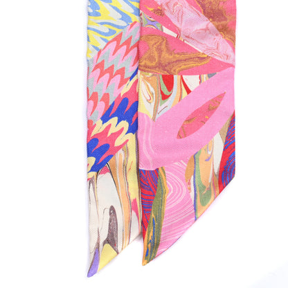 Hermes Silk Marble Silk Twilly Rose Vert Violet 3 of 8
