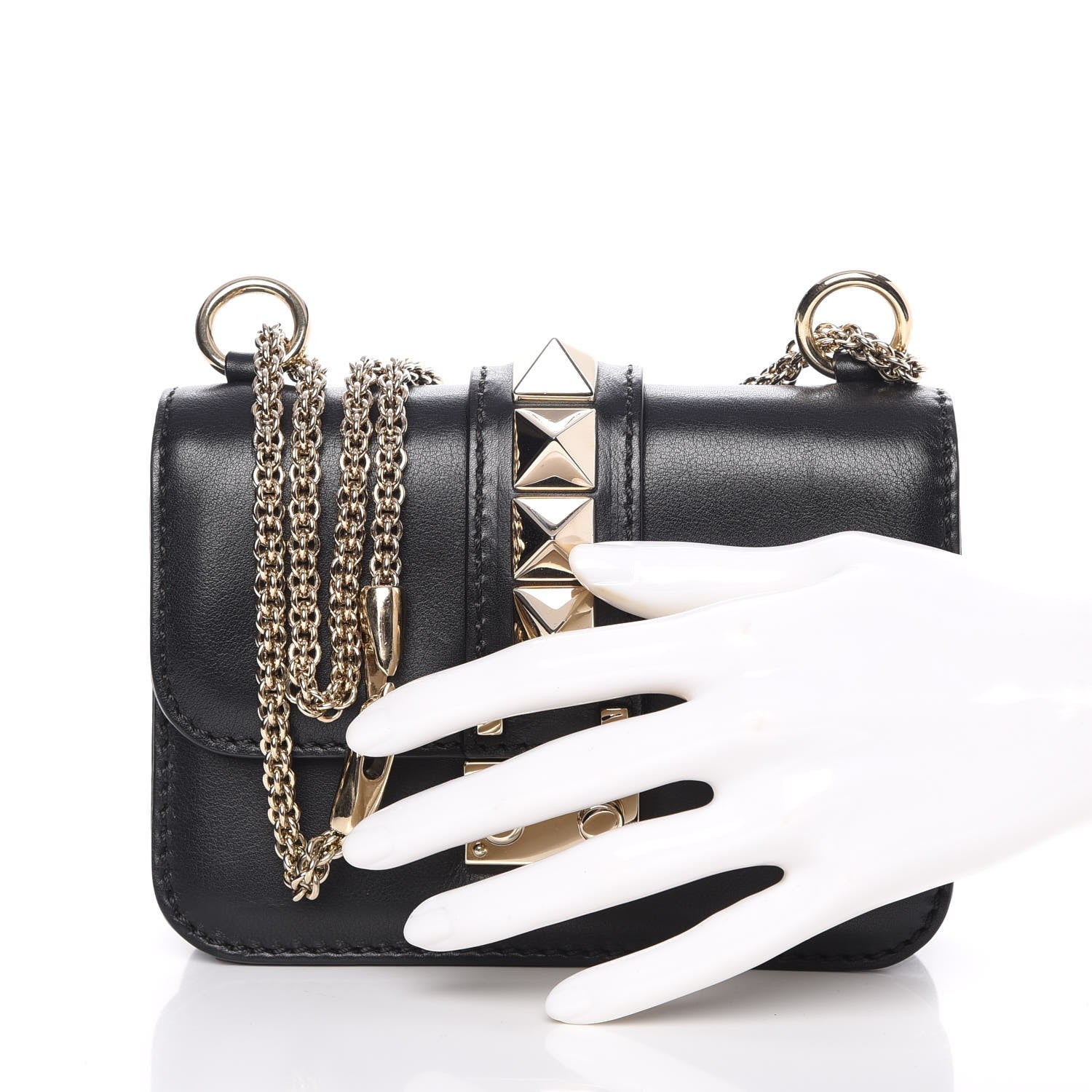 Valentino Garavani Vitello Mini Glam Lock Rockstud Flap Black 3 of 8
