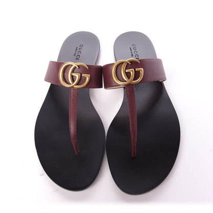 Gucci Calfskin GG Marmont Thong Sandals 38.5 Vintage Bordeaux 5 of 9
