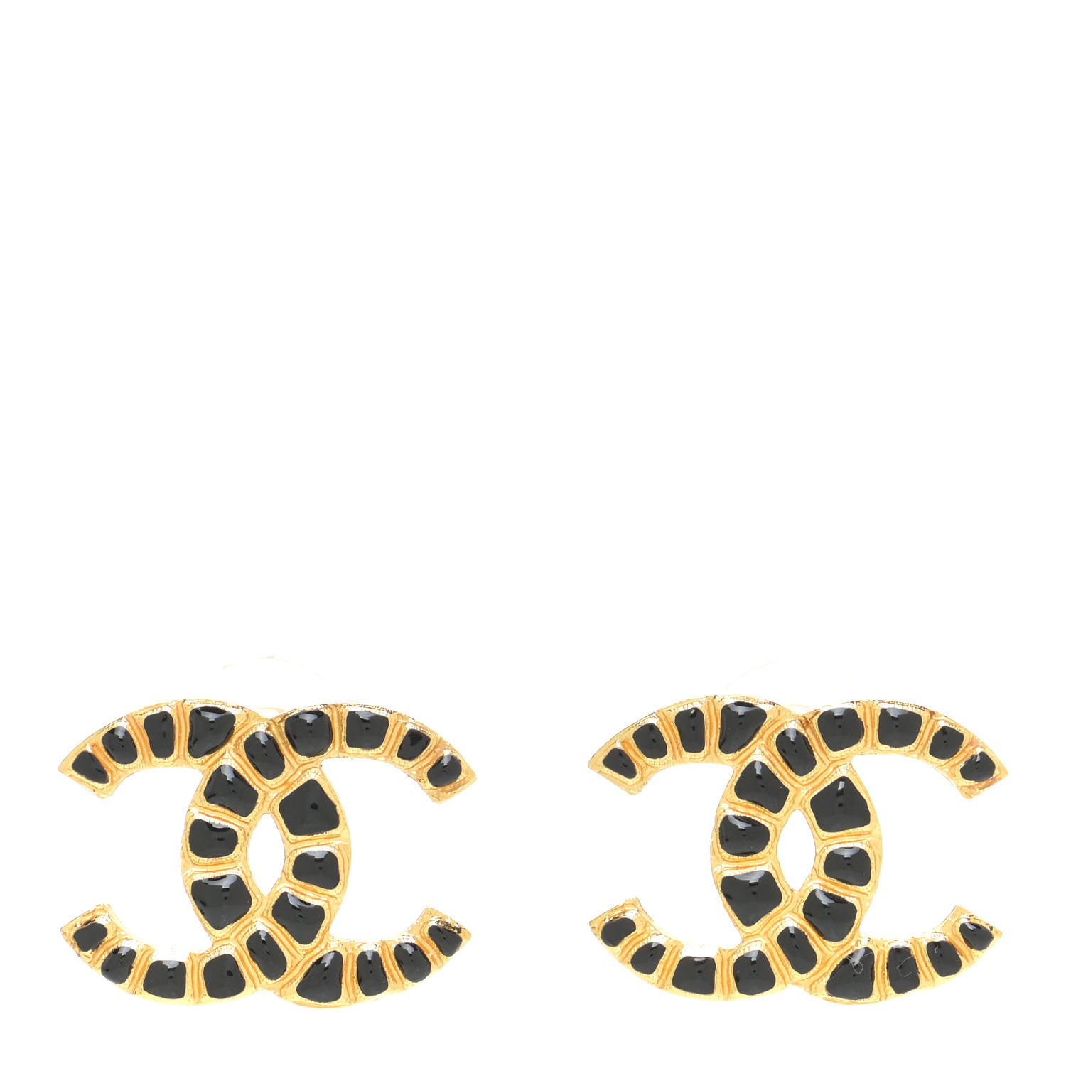 Chanel Resin Along The Nile CC Earrings Gold Black 1 of 6