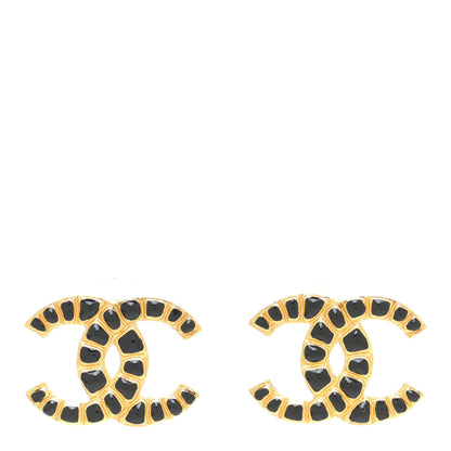 Chanel Resin Along The Nile CC Earrings Gold Black 1 of 6
