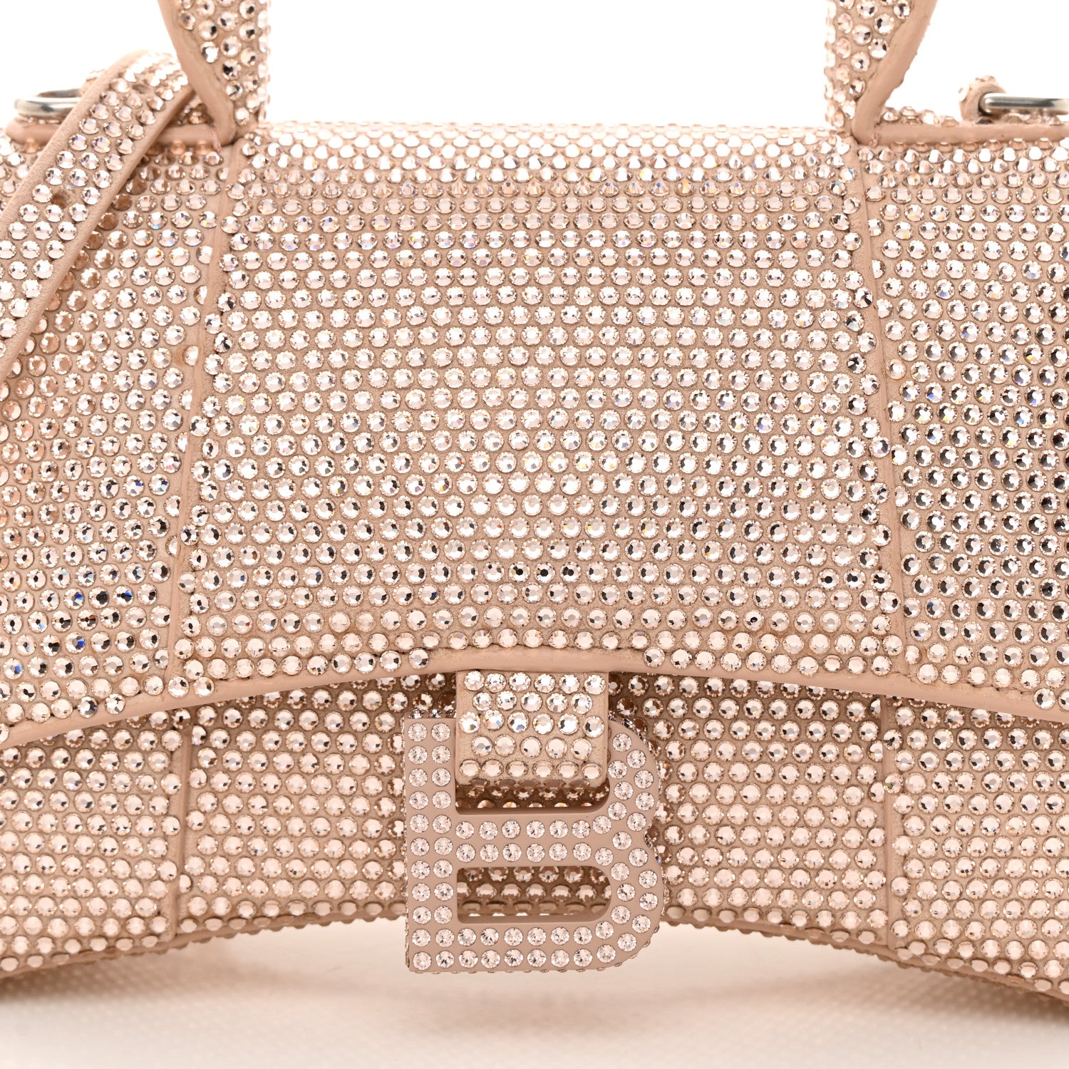 Balenciaga Strass Suede Hourglass Top Handle Bag XS Rose Gold 9 of 15