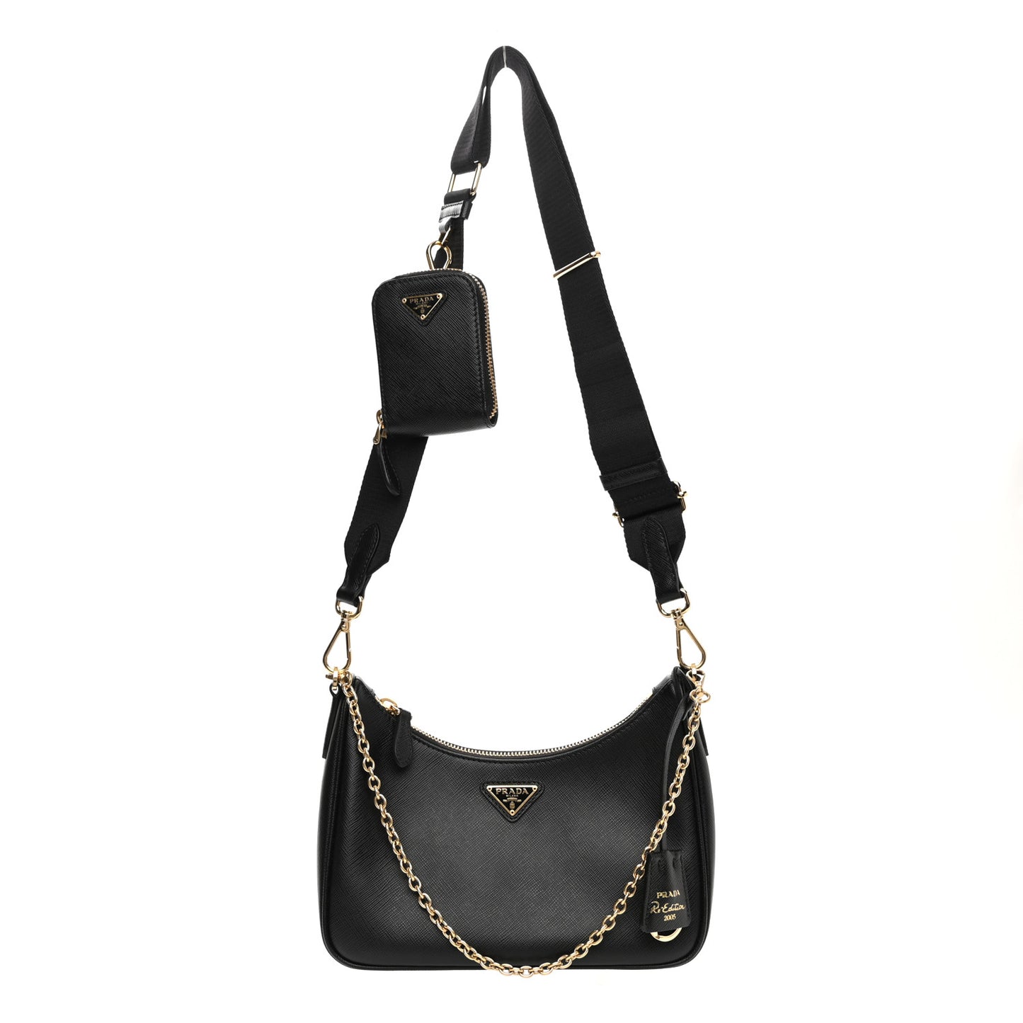 Saffiano Lux Re-Edition 2005 Shoulder Bag Black