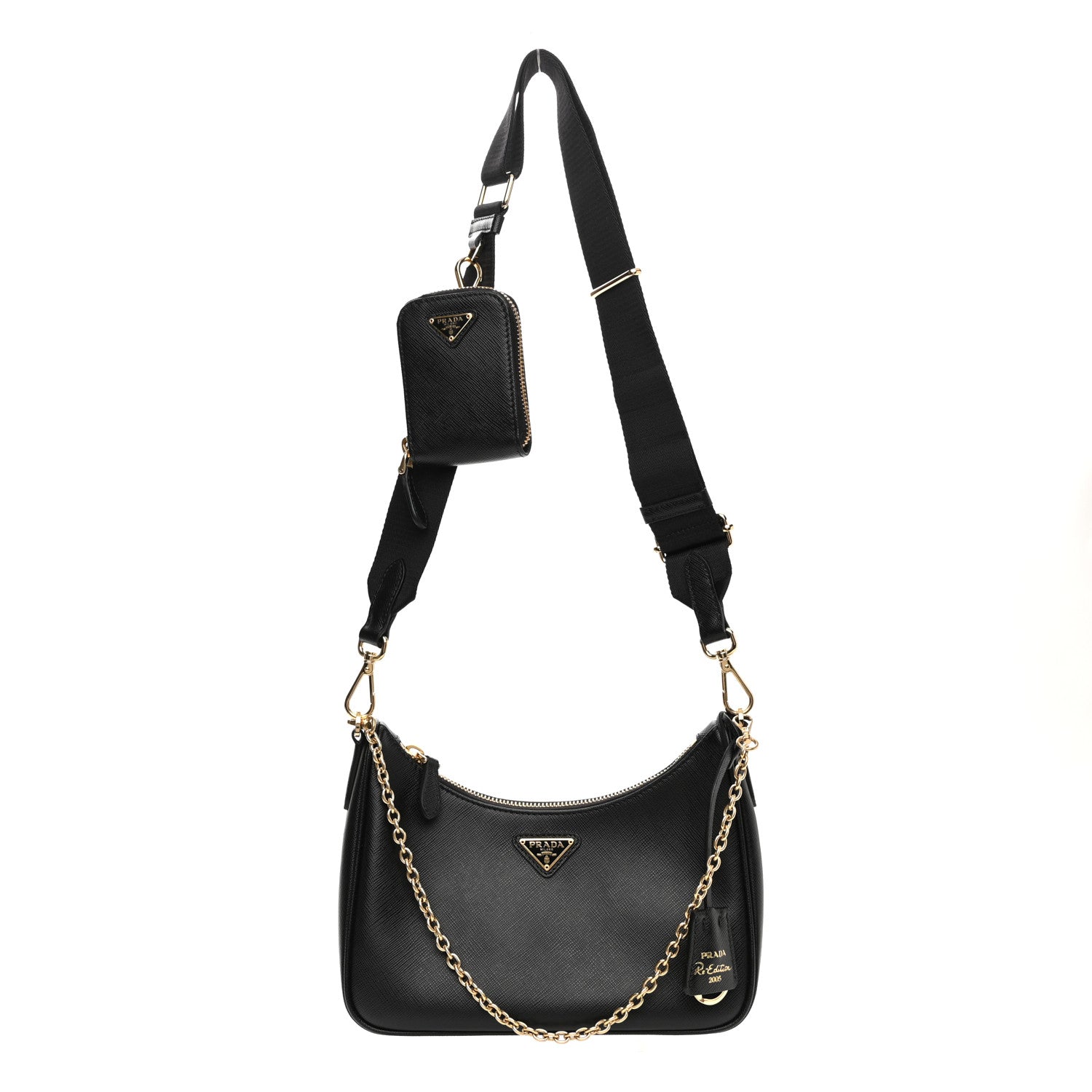 Prada Saffiano Lux Re-Edition 2005 Shoulder Bag Black 1 of 10