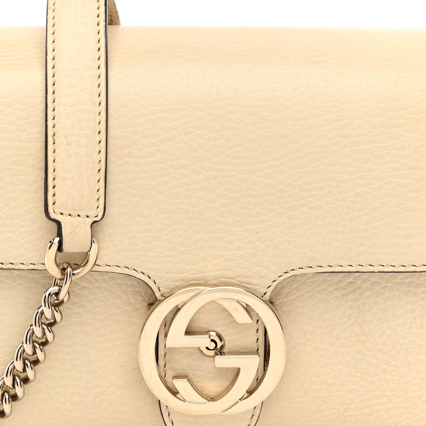 Dollar Calfskin Interlocking G Crossbody Bag Mystic White