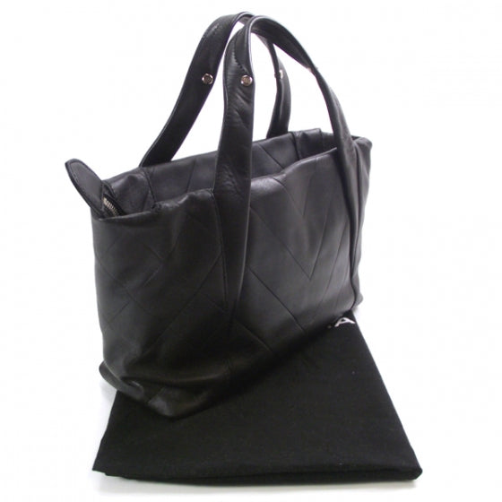 Chanel Lambskin CC Chevron Handbag Black 3 of 11