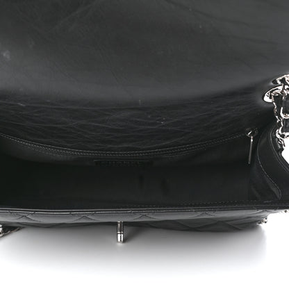Chanel Crumpled Calfskin Quilted Large Chain All Over Flap Bag Black 5 of 9