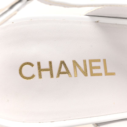 Chanel Patent Quilted CC Turnlock Sandals 40.5 White 7 of 14