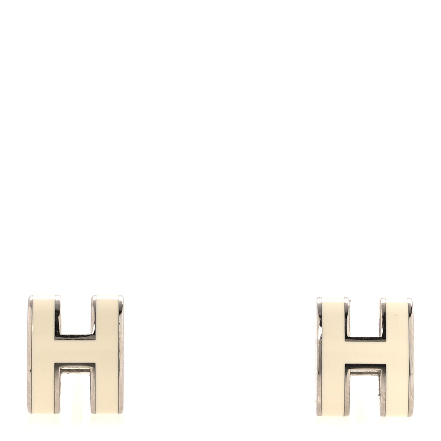 Palladium Lacquered Mini Pop H Earrings White