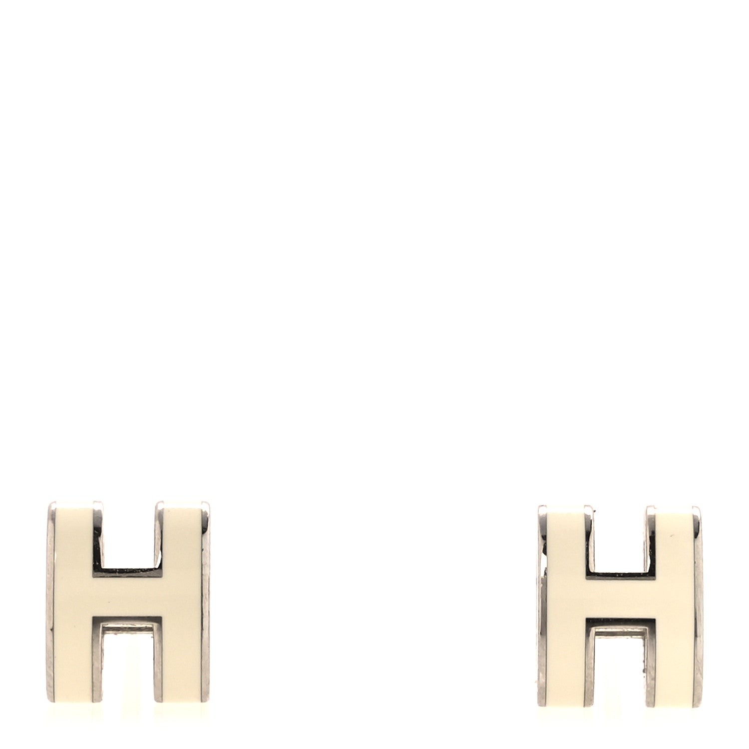 Hermes Palladium Lacquered Mini Pop H Earrings White 1 of 7