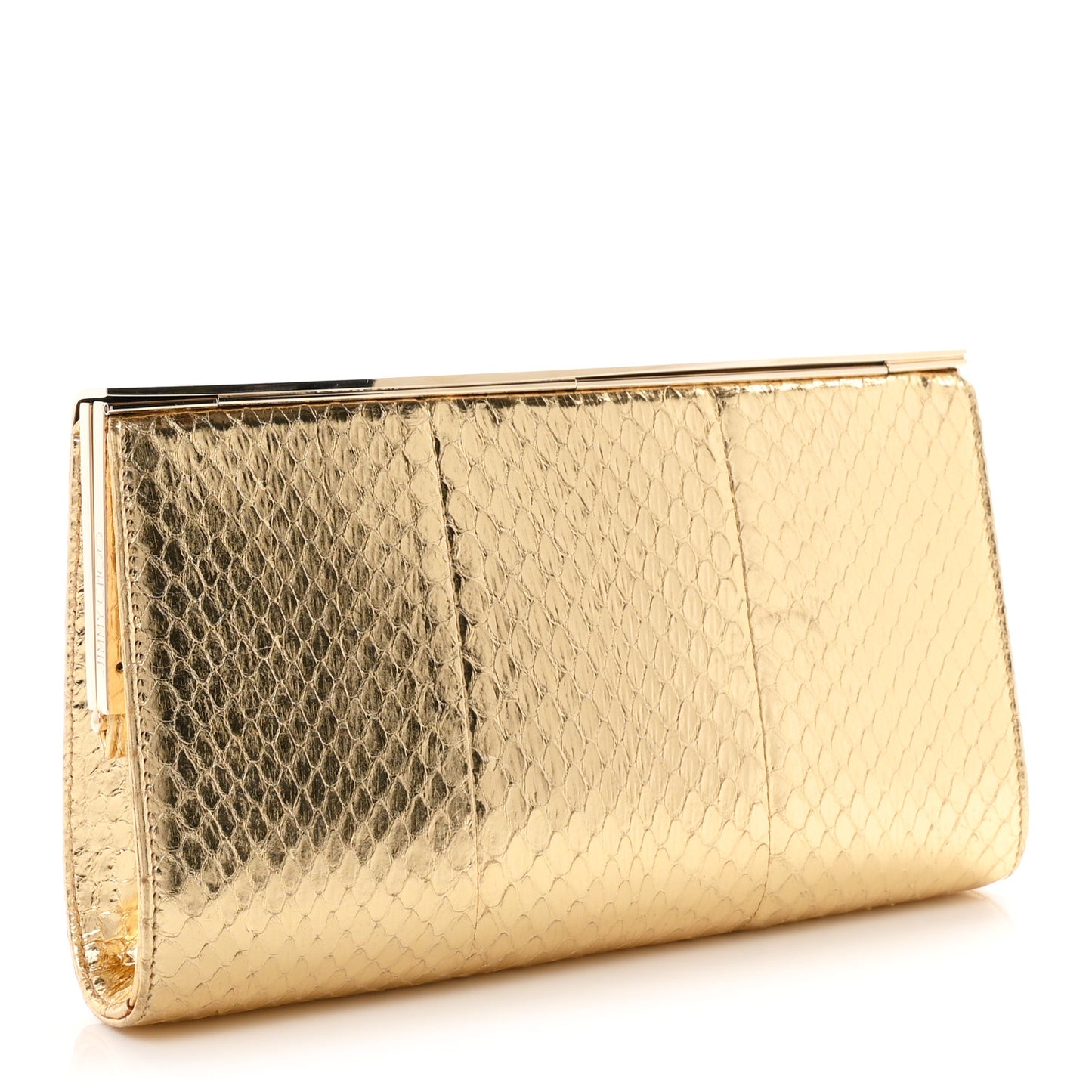 Metallic Snakeskin Cayla Clutch Gold