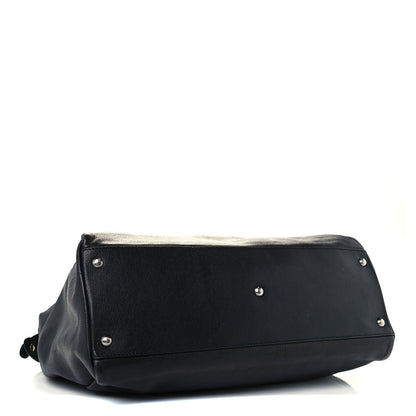 Fendi Goatskin Zucca Large Peekaboo Iconic Satchel Black Tobacco 4 of 14
