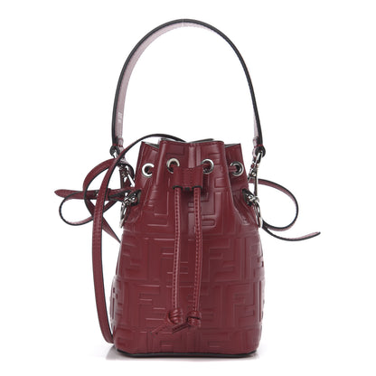 Fendi Vitello Liberty F is Fendi FF 1974 Embossed Mini Mon Tresor Bucket Bag Barolo 1 of 10