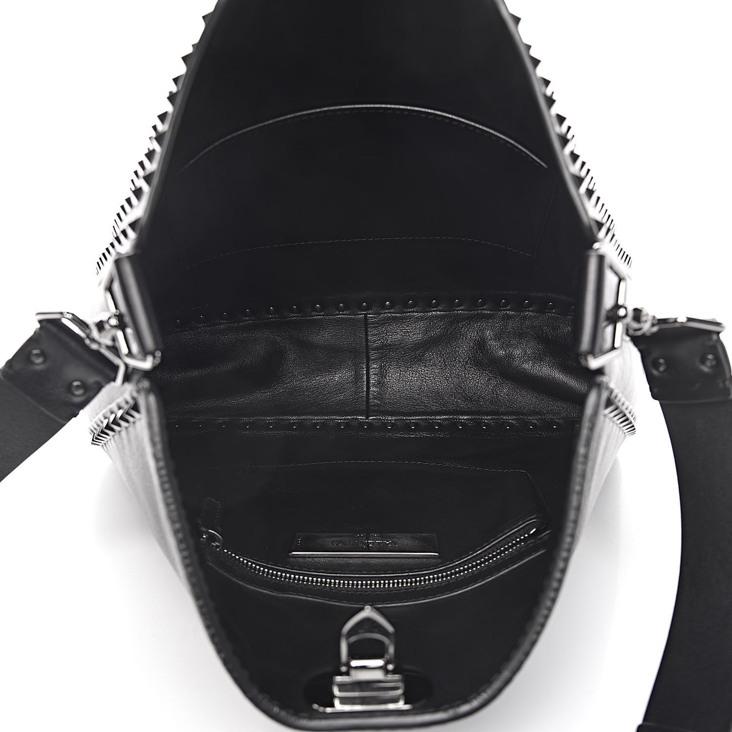 Calfskin Rockstud All Over Flip-Lock Messenger Bag Black