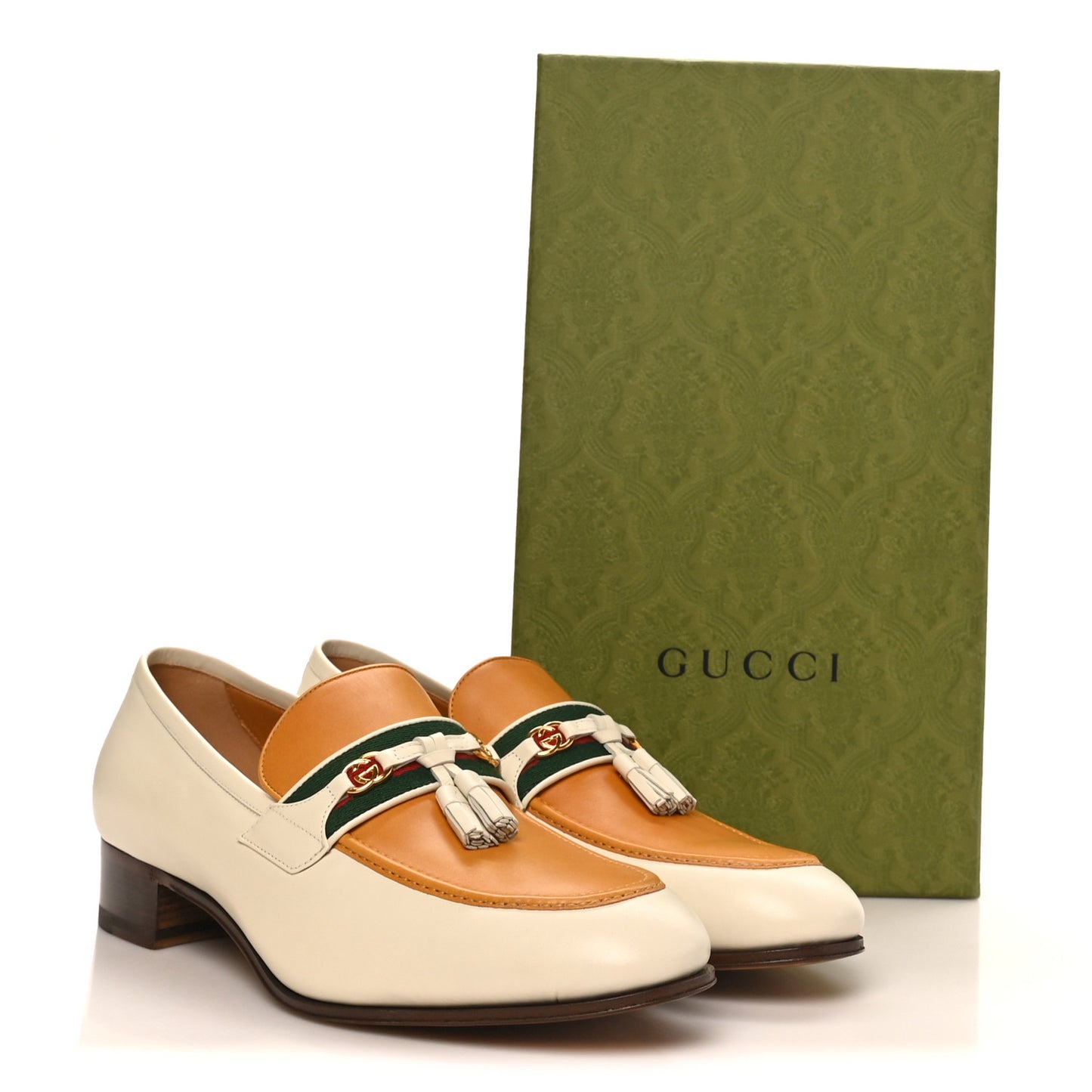 Jakarta Calfskin Mens Interlocking G Horsebit Tassel Loafers 11 White Sun Oil