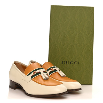 Gucci Jakarta Calfskin Mens Interlocking G Horsebit Tassel Loafers 11 White Sun Oil 10 of 10