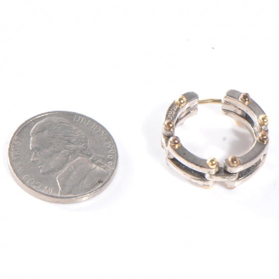 Tiffany Sterling Silver 18K Yellow Gold Gatelink Hoop Earrings 2 of 5