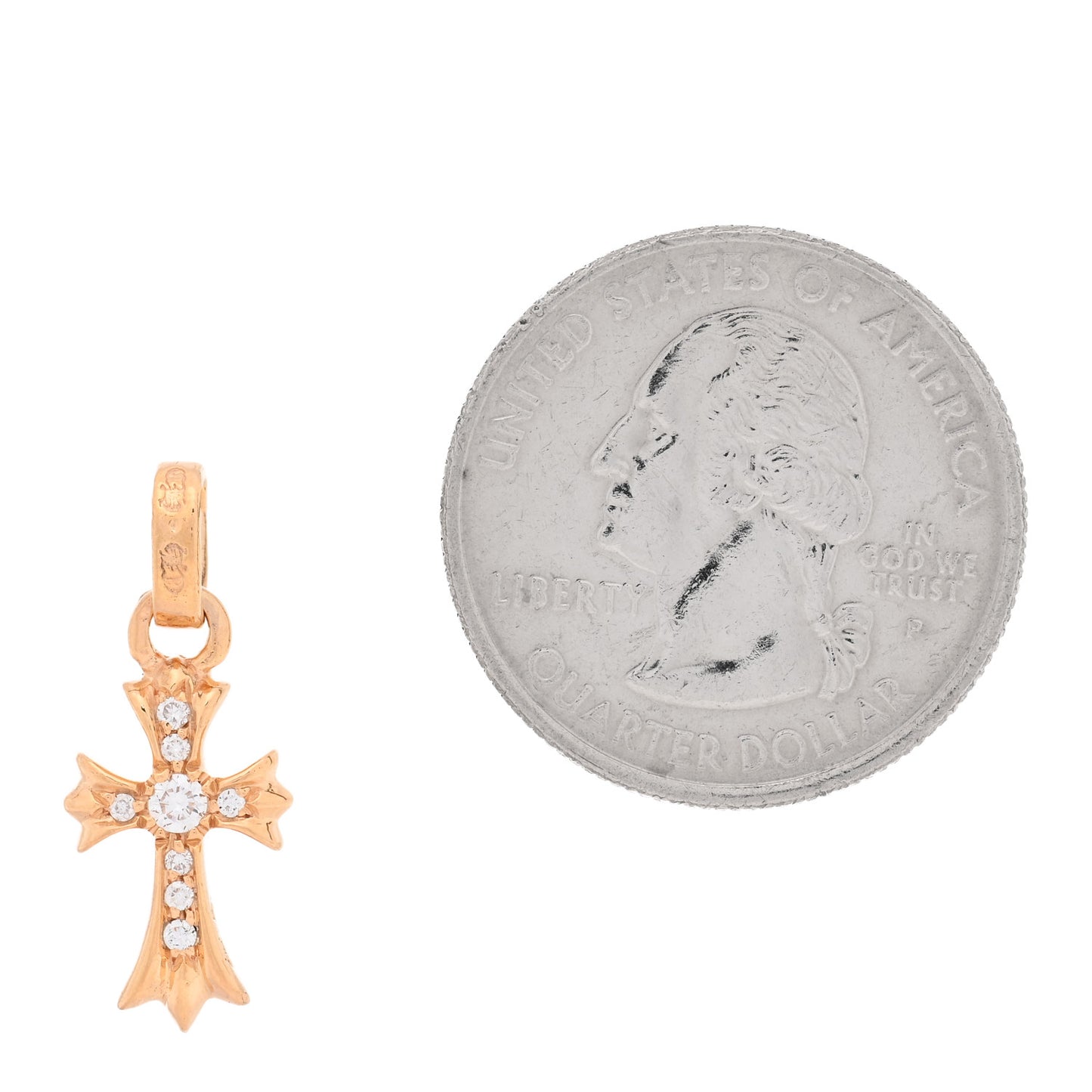 22K Yellow Gold Diamond Baby Fat Cross Pave Pendant