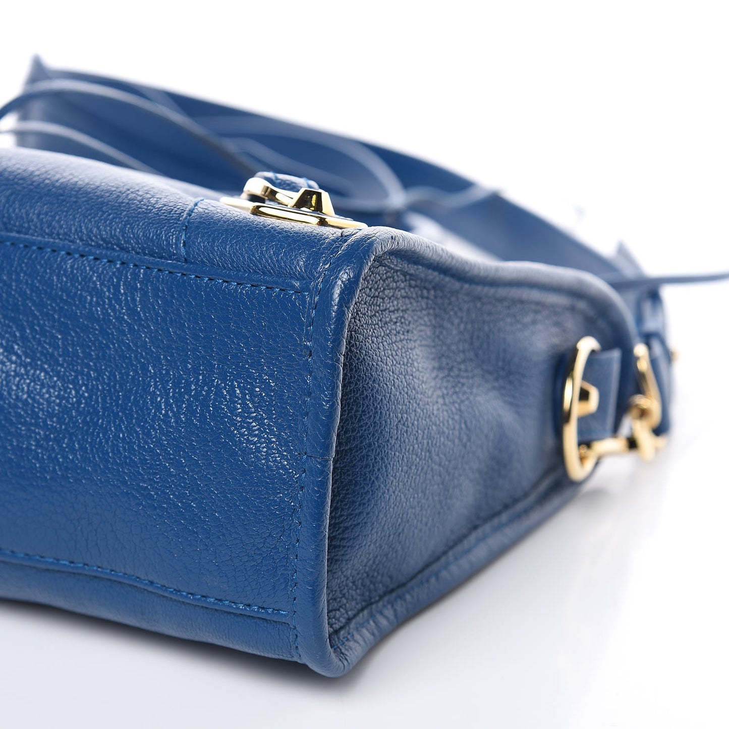 Shiny Goatskin Gold Metallic Edge Hardware S City Bleu Abysse