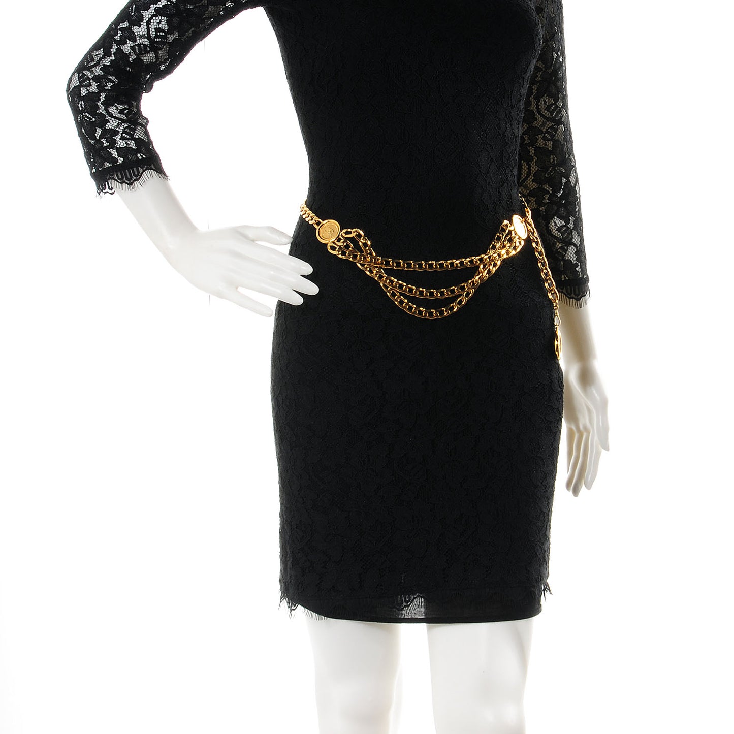 Metal Chain CC Medallion Belt Gold