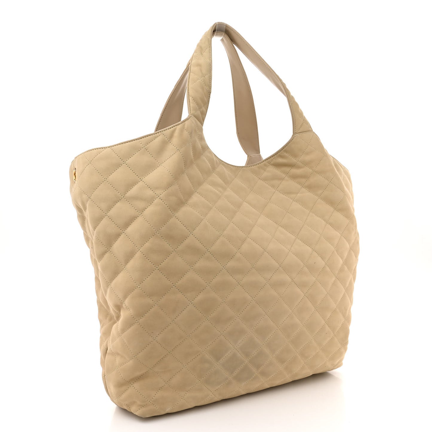 Nubuck Suede Quilted Maxi Icare Shopping Tote Beige