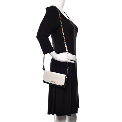 Miu Miu Goatskin Madras Bi-Color Wallet On Chain Black White 2 of 11