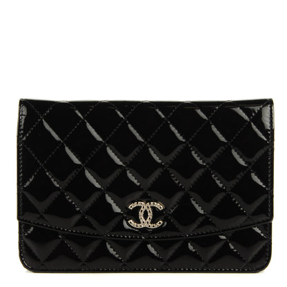 Chanel Patent Quilted Brilliant Wallet On Chain WOC Black 1 of 8