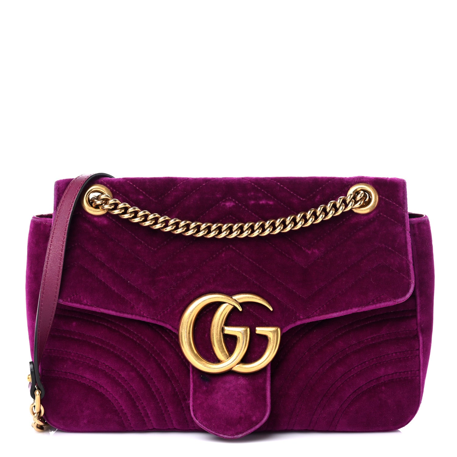 Gucci Velvet Matelasse Medium GG Marmont Shoulder Bag Fuchsia Violet Cyclamen 1 of 25