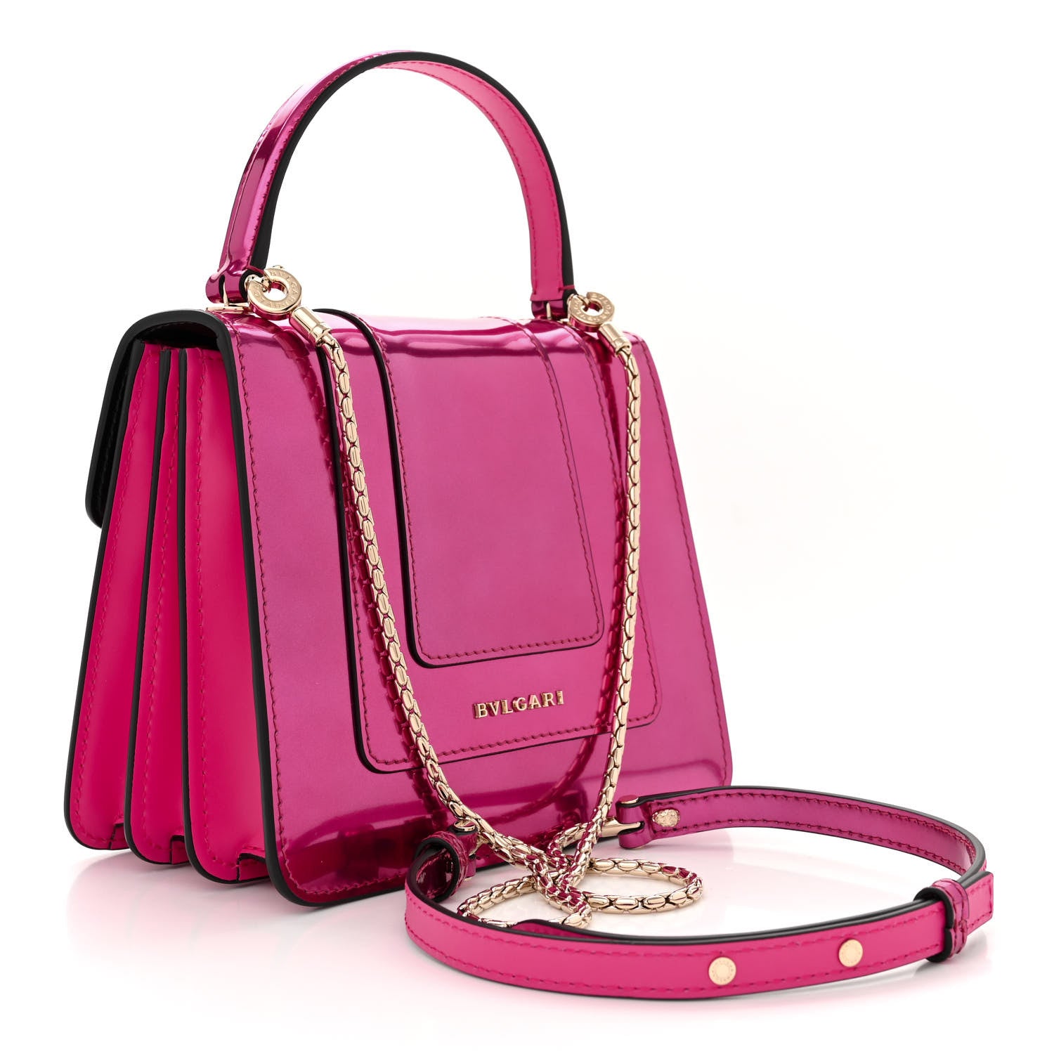 Bulgari Metallic Calfskin Serpenti Forever Top Handle Flash Amethyst 3 of 9