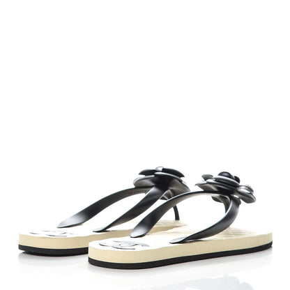 Chanel PVC Camellia Thong Sandals 40 Black 4 of 8